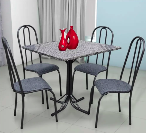 Mesa Havai 4 cadeiras - Preto 