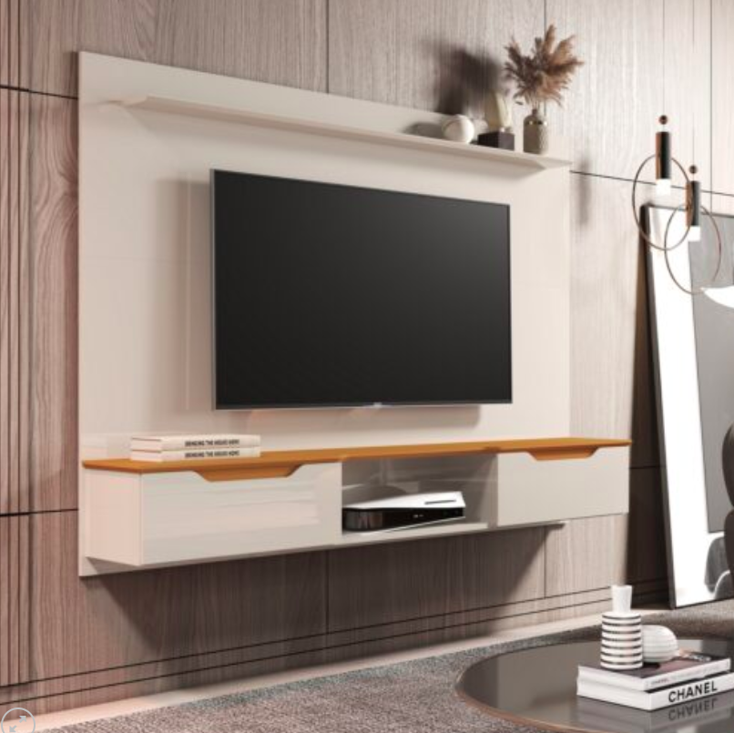 Painel Studio 1,60m - Off White/Cedro