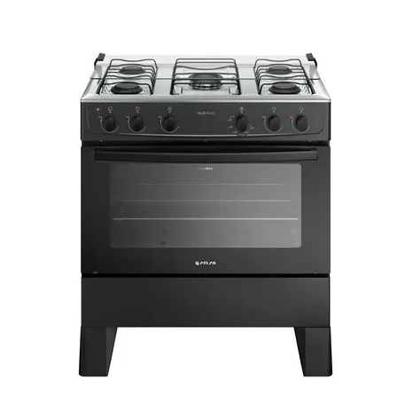 Fogão 5 Bocas com Mesa Inox Milão Plus - Preto