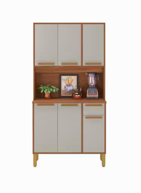 Cozinha Compacta Indekes Lagos com 6 Portas e 1 Gaveta - Freijó/Off White